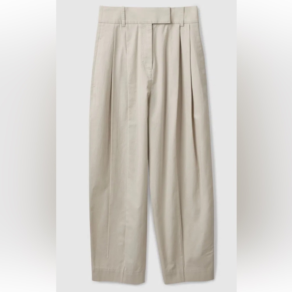 (NWT) COS PLEATED BARREL-LEG CHINOS Beige - Picture 3 of 14